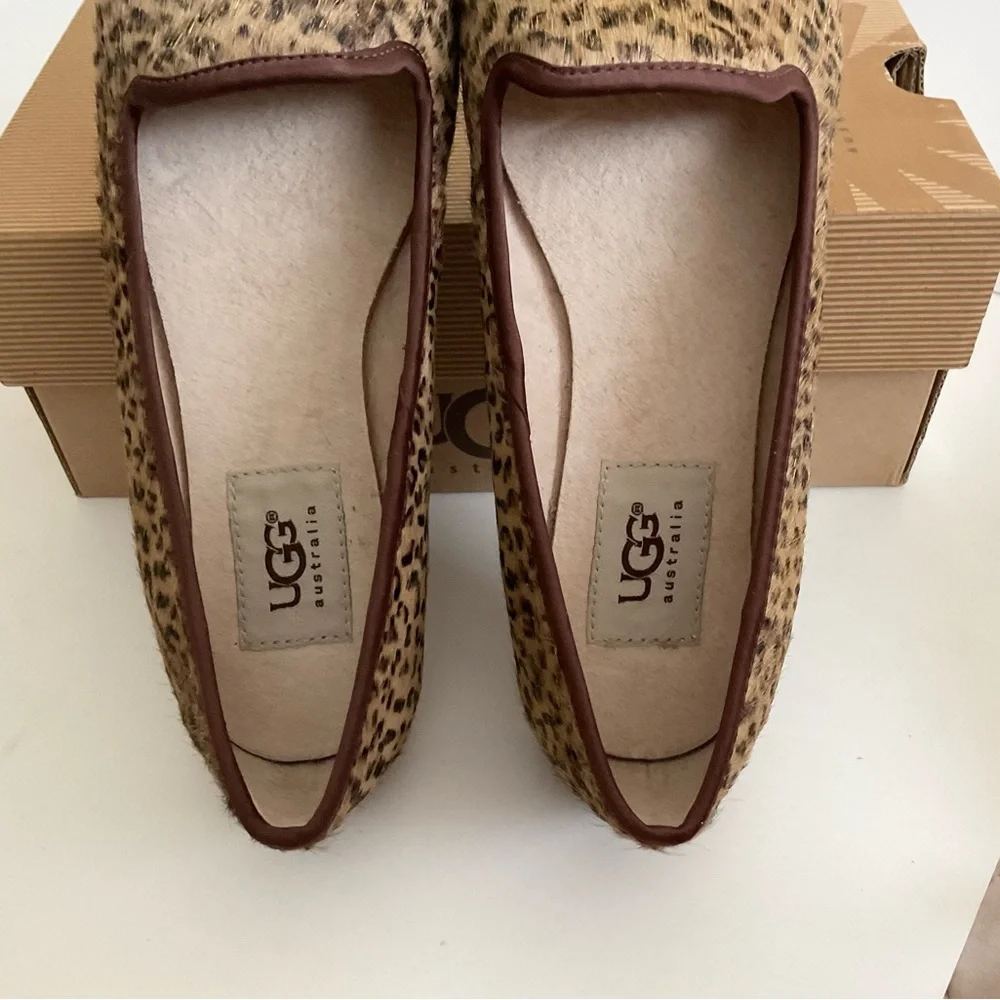 UGG ALLOWAY METALLIC LEOPARD CALF HAIR Ballet Flats Shoes NEW - Picture 9 of 15